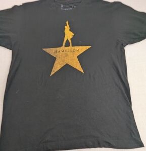 Hamilton The Musical Black Tee With Gold Graphic size Large